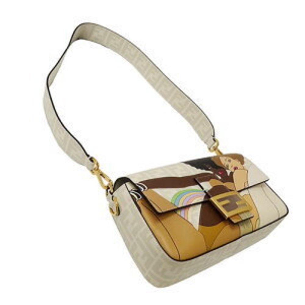 FENDI Bag Handbag Baguette Zucca Multicolor Ivory White Bikini - Picture 4 of 16